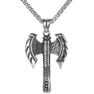 Pendentif acier hache de guerrier barbare