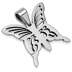 Pendentif acier papillon silver