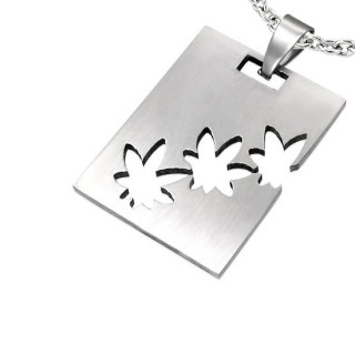 Pendentif acier plaque cannabis