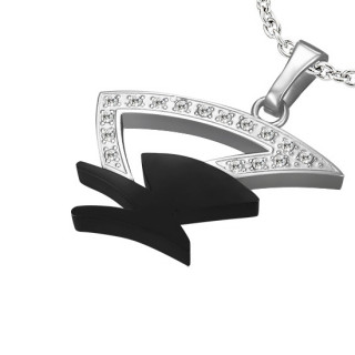 Pendentif acier style bouclier géométrique serti