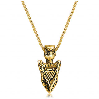 Pendentif acier vieille pointe de flche dore  Valknut