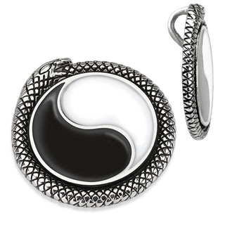 Pendentif acier Yin et Yang entour d'un serpent