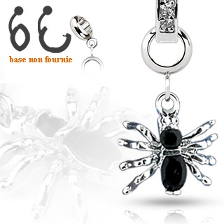 Pendentif araigne noire pour piercing nombril modulable