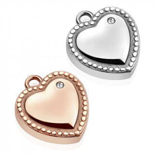 Pendentif coeur serti en acier à contours en pointillets