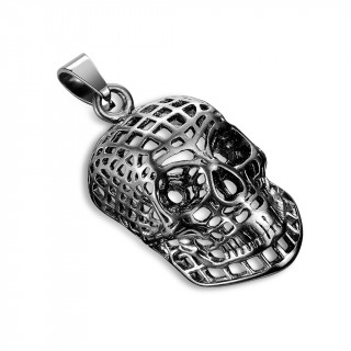 Pendentif crane noir style toile en acier