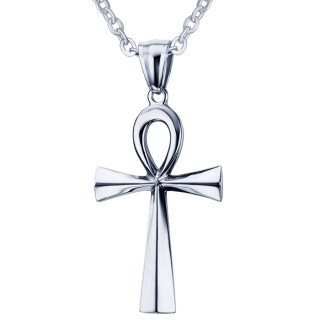 Pendentif croix gyptienne en acier (nkh)