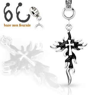 Pendentif croix enflamme pour piercing nombril modulable