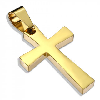 Pendentif croix petite latine en acier doré IP