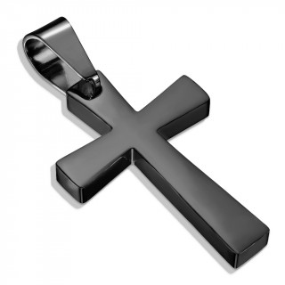 Pendentif croix petite latine en acier noir IP