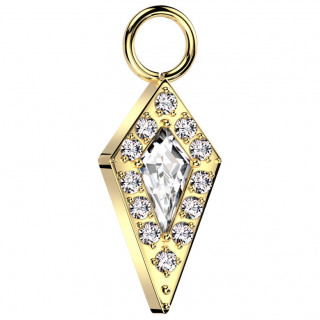 Pendentif de piercing pointe de lance sertie en Titane dor