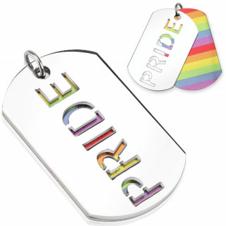 Pendentif double plaque Rainbow Pride en acier