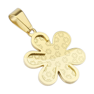 Pendentif femme acier marguerite grave de fleurs