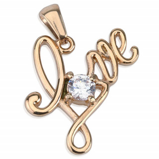 Pendentif femme en acier monogramme "Love" cuivr serti