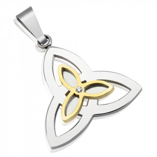 Pendentif femme noeud celtique argenté et doré serti