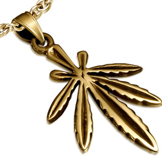 Pendentif feuille de cannabis en bronze