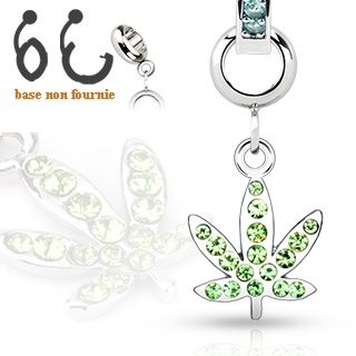 Pendentif feuille de cannabis pour piercing nombril modulable