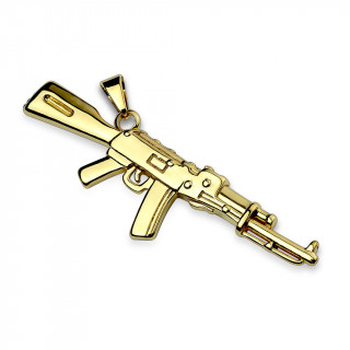 Pendentif fusil semi-automatique en acier doré