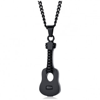 Pendentif guitare acoustique noire en acier