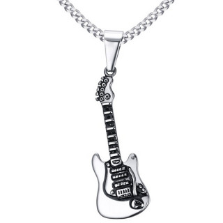 Pendentif guitare lectrique en acier noirci