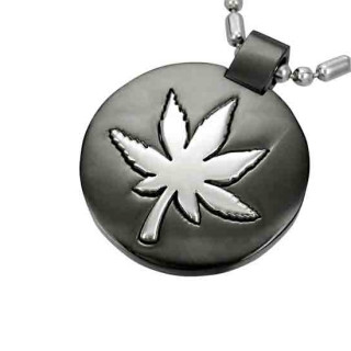 Pendentif homme acier cannabis bicolore