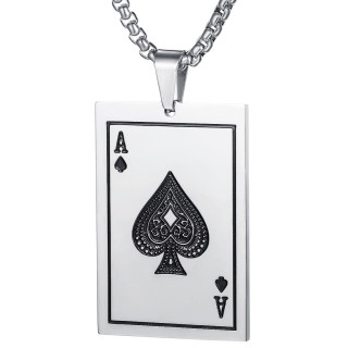 Pendentif homme acier carte As de pique