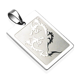 Pendentif acier carte double dragon
