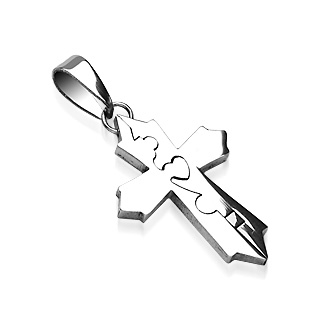 Pendentif acier croix bris�e