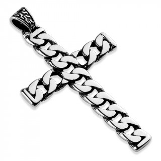 Pendentif homme acier croix de maillons