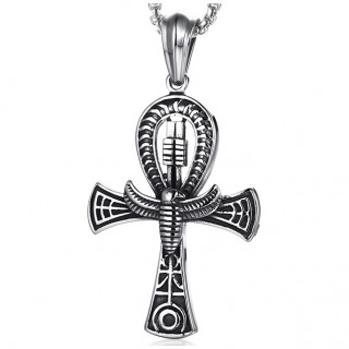 Pendentif homme acier croix égyptienne à faucon