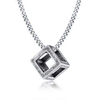 Pendentif homme acier cube ajour effet bton