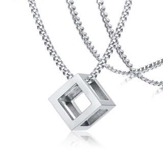 Pendentif homme acier cube ajour poli