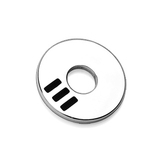 Pendentif acier disque avec trois barres noires