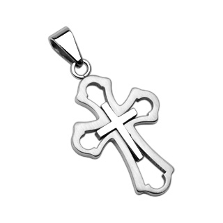 Pendentif acier double croix