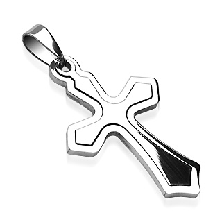 Pendentif acier double croix amovible