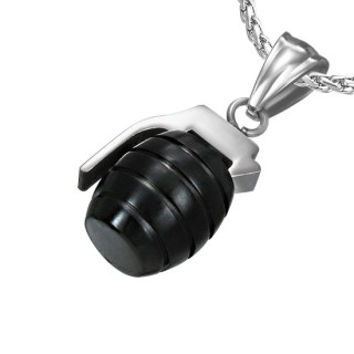 Pendentif homme acier grenade bicolore