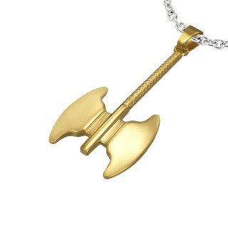 Pendentif homme acier Hache dore