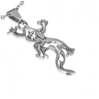 Pendentif homme acier lzard tribal ajour