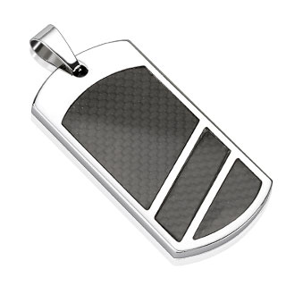 Pendentif homme acier plaque avec fibre de carbone et diagonales