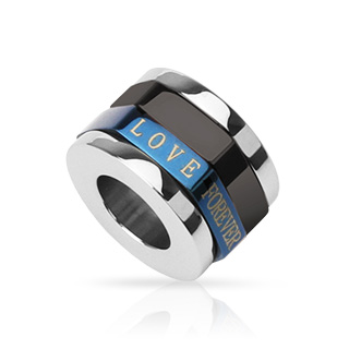Pendentif homme acier quadruple anneau tricolore "love forever"