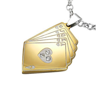 Pendentif homme acier Quinte Flush Royale