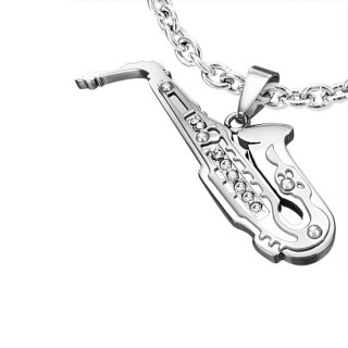 Pendentif homme acier Saxophone