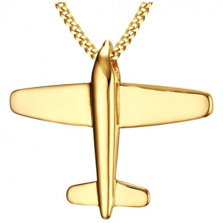 Pendentif homme avion en acier dor