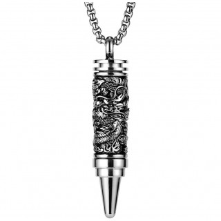 Pendentif homme balle à dragon sculpté en acier