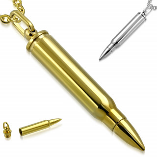Pendentif homme balle perforante dévissable en acier