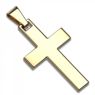 Pendentif homme croix latine en acier dor par ionisation