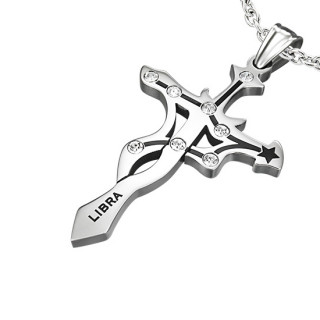 Pendentif homme Croix zodiac Balance