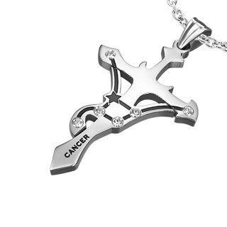 Pendentif homme Croix zodiac Cancer