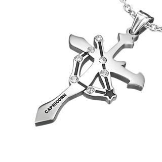 Pendentif homme Croix zodiac Capricorne