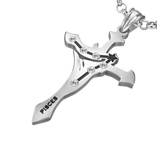 Pendentif homme Croix zodiac Poisson