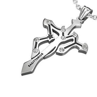 Pendentif homme Croix zodiac Sagittaire